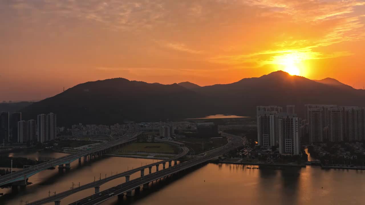 珠海市湾仔加林山日落日转夜延时视频素材