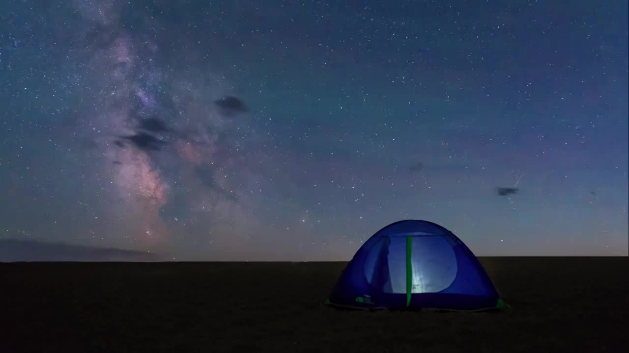 银河星空下露营视频素材