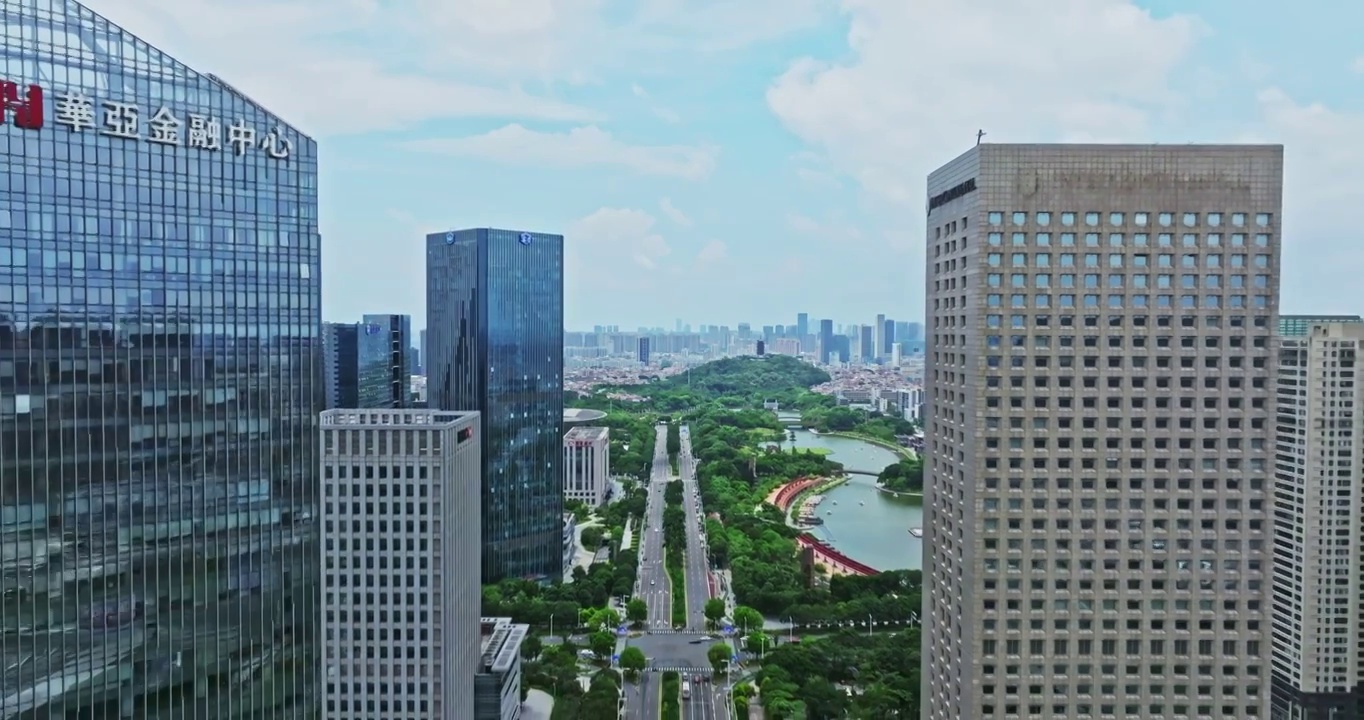 佛山南海千灯湖城市CBD地标建筑航拍直推视频素材