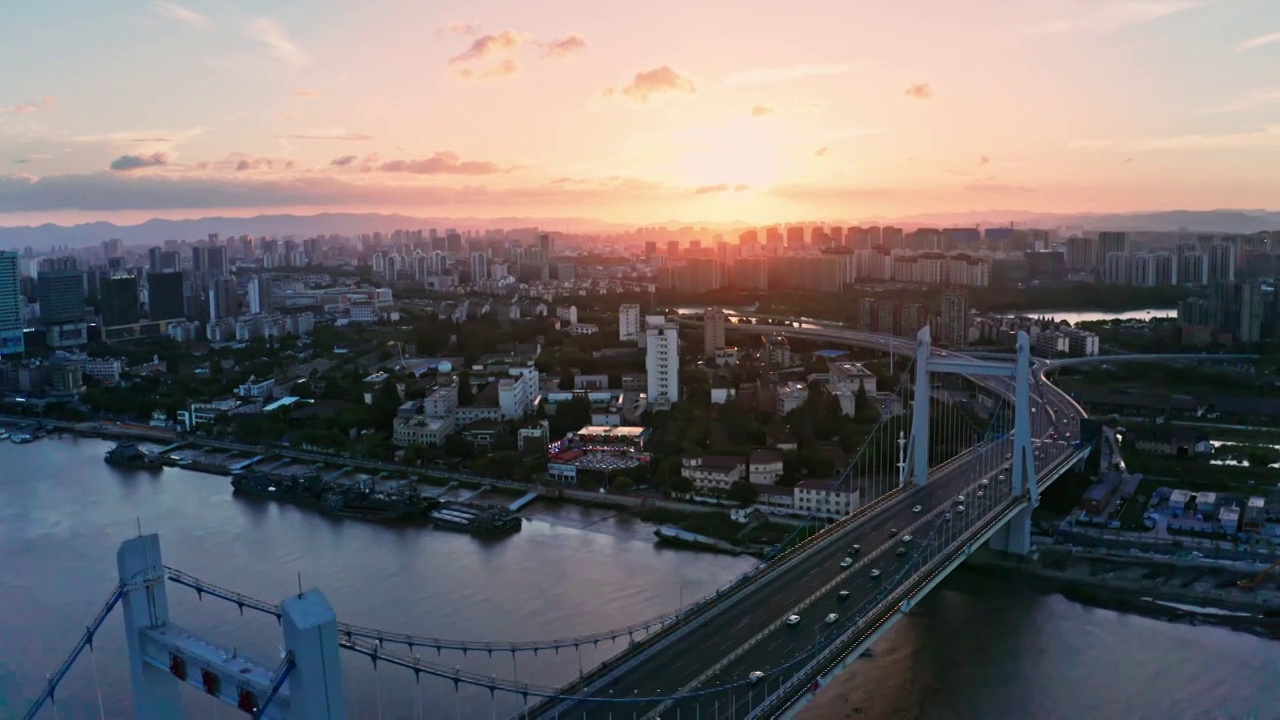 浙江省宁波市三江口老外滩夜景航拍视频素材