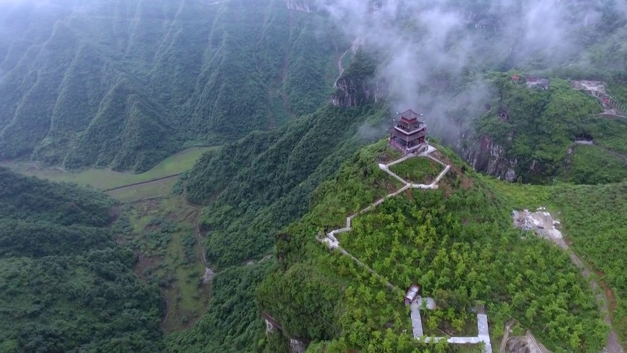 贵州铜仁万山汞矿朱砂古镇悬崖酒店风景区风光视频素材