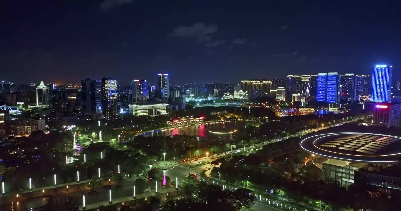 佛山南海千灯湖城市中轴CBD中央科创区城市夜景灯光秀视频素材