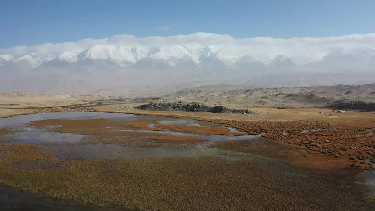 新疆喀拉库勒湖公格尔九别峰雪山风光视频素材