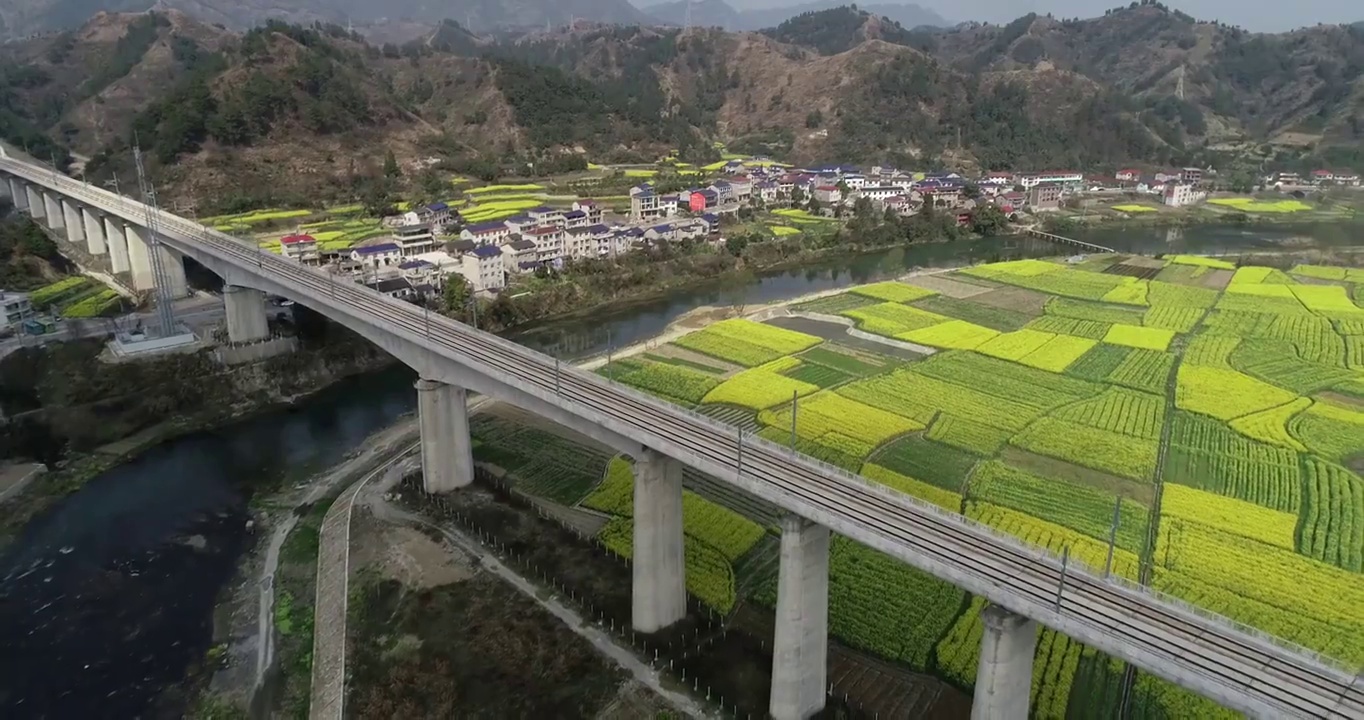 田野河流之上的高铁路视频下载