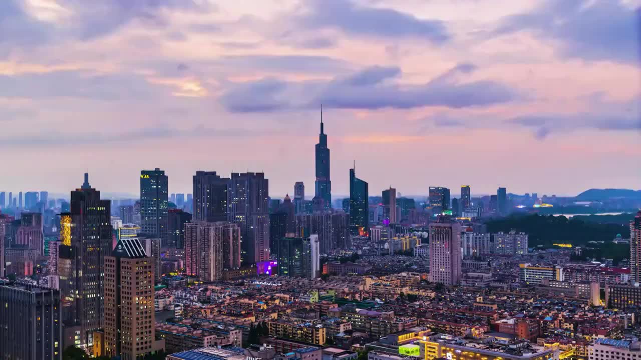 雨后黄昏南京城，江苏南京视频素材