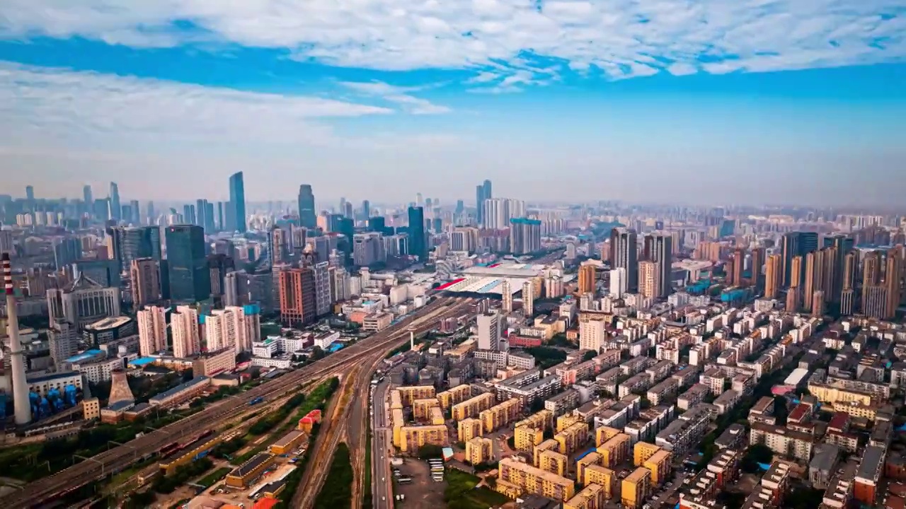 辽宁沈阳北站火车站高铁站航拍城市风景视频素材