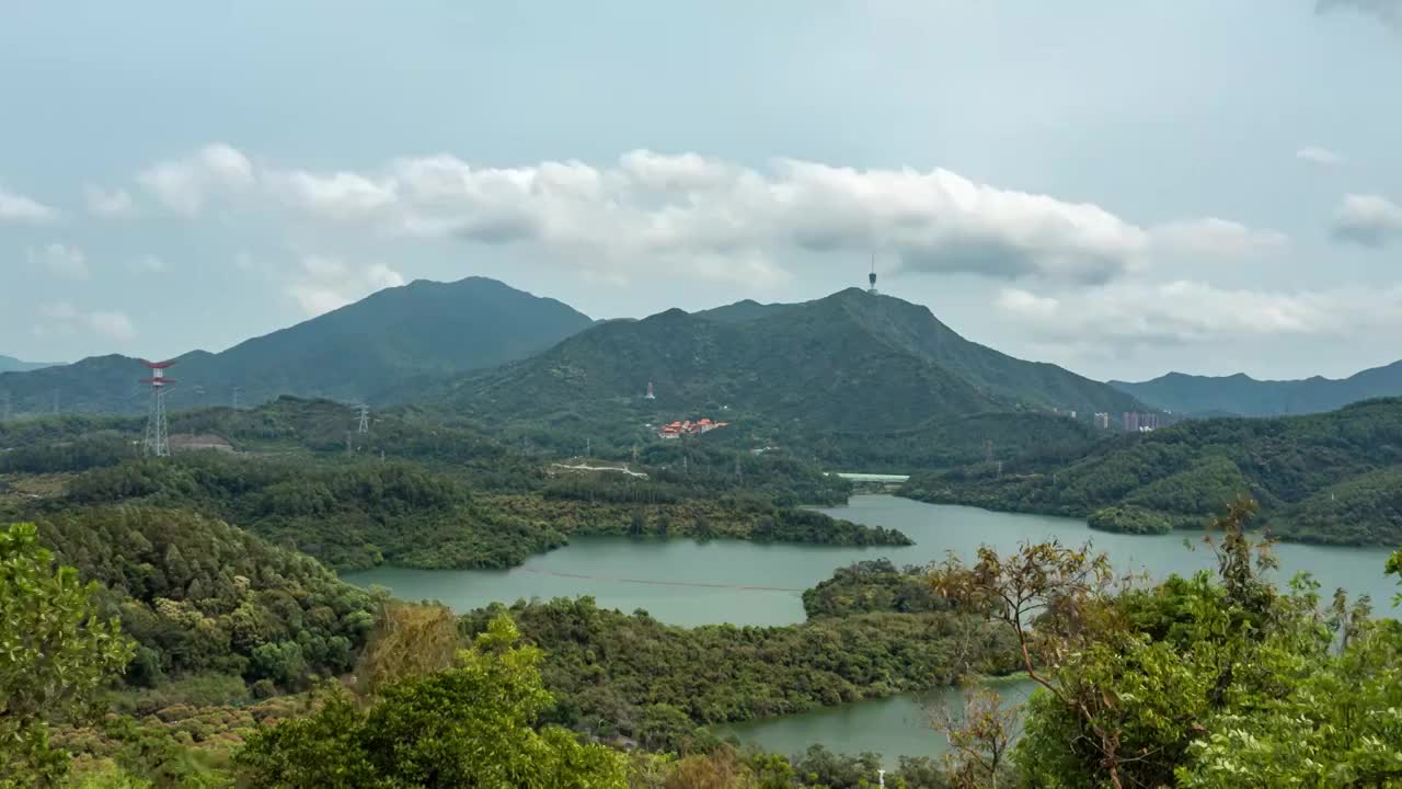 深圳罗湖淘金山绿道金山亭观深圳水库梧桐山电视塔延时视频下载