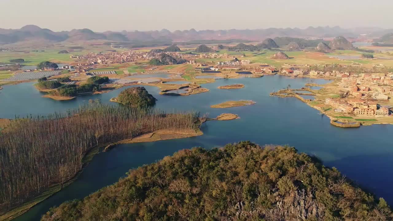 云南普者黑湿地公园景区航拍视频素材