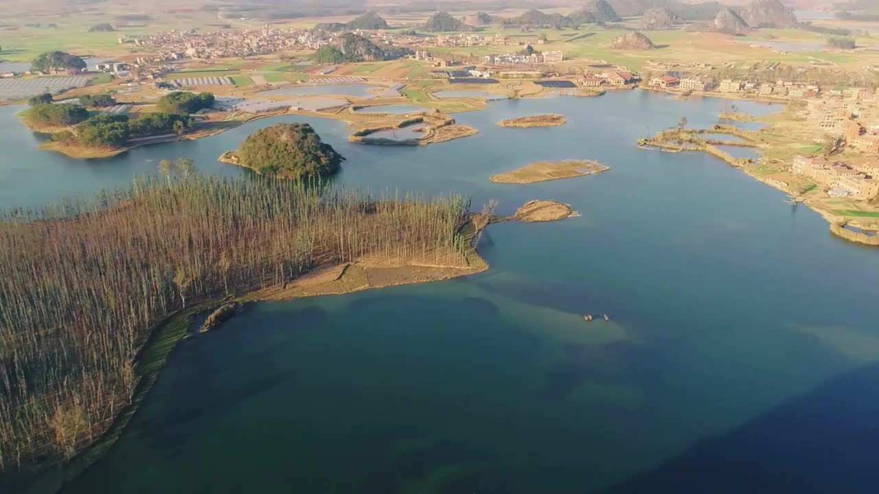 云南普者黑湿地公园景区航拍视频素材