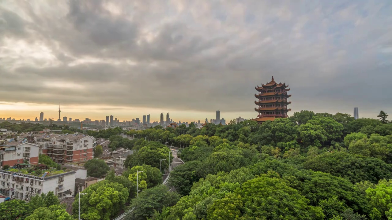 武汉黄鹤楼日转夜延时视频素材