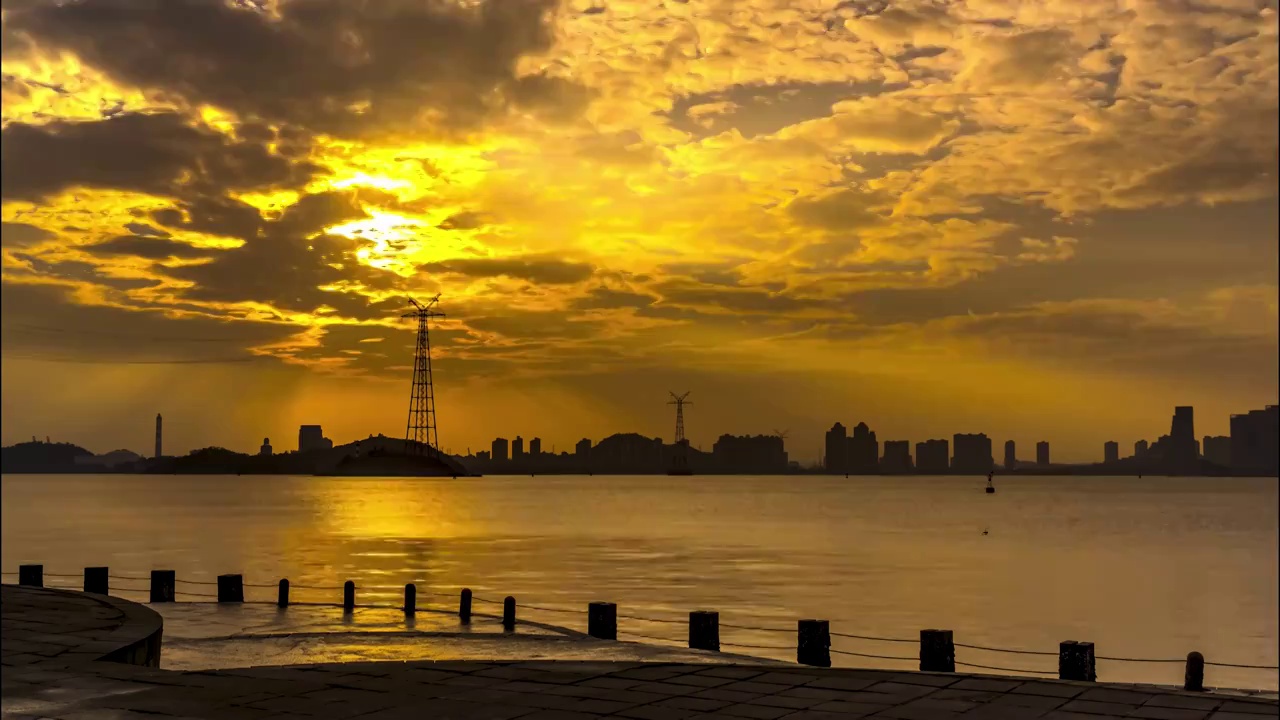 海湾公园夕阳视频素材