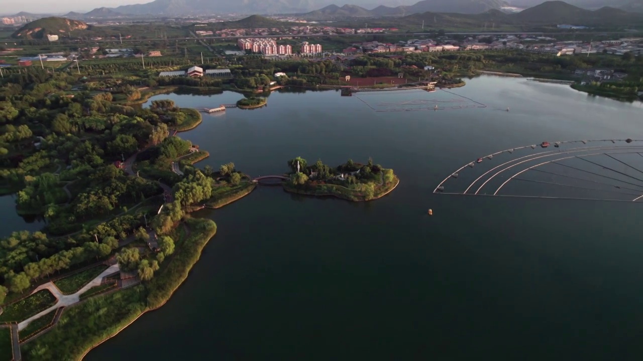 航拍龙泉湖湿地视频素材