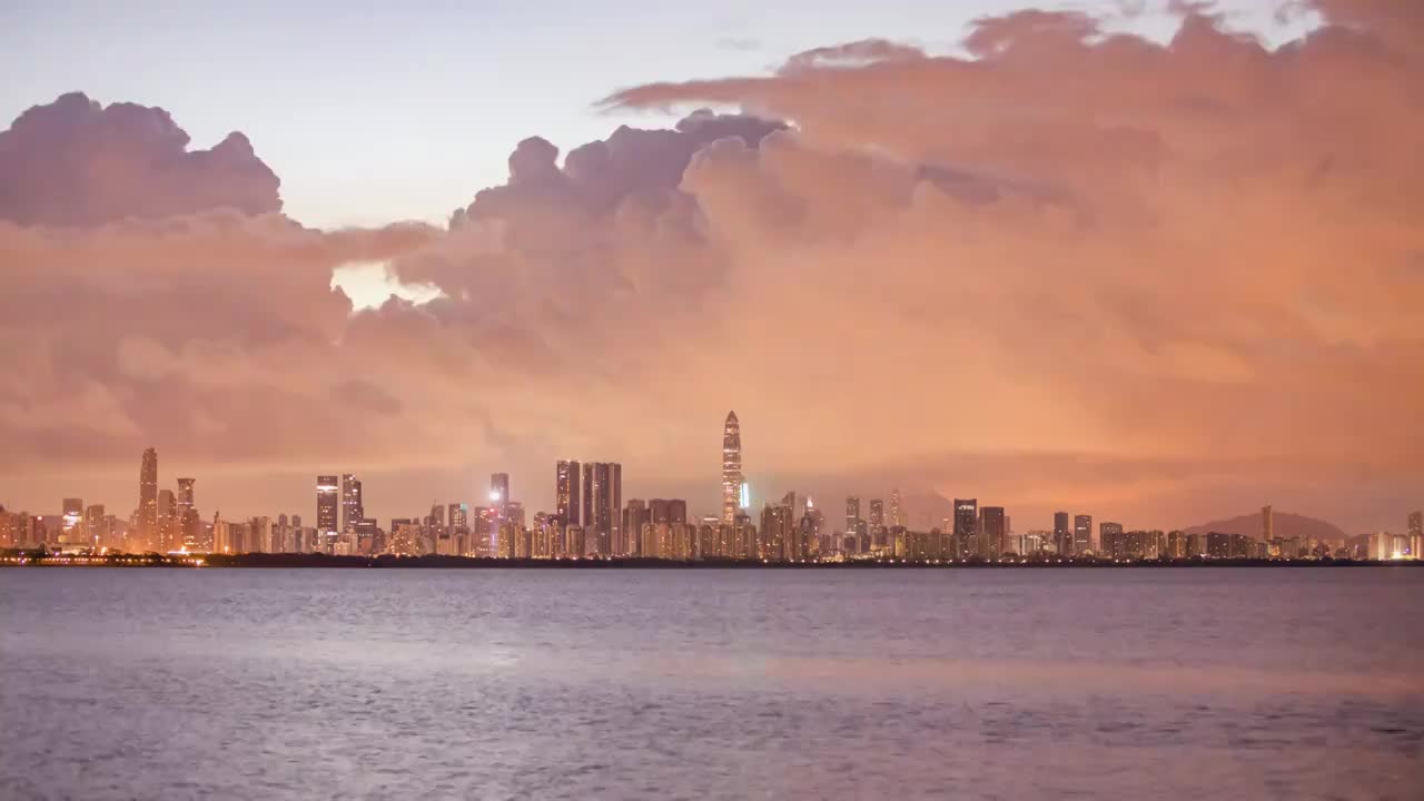 深圳海边高楼城市天际线日出视频素材