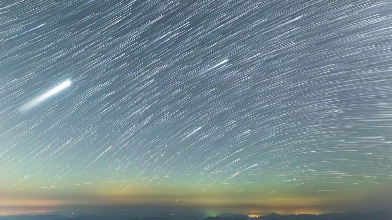 杭州临安牵牛岗星轨延时素材视频素材