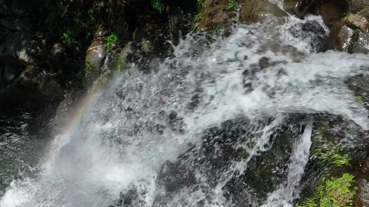 夏季阳光下桂林大山里的森林瀑布视频素材