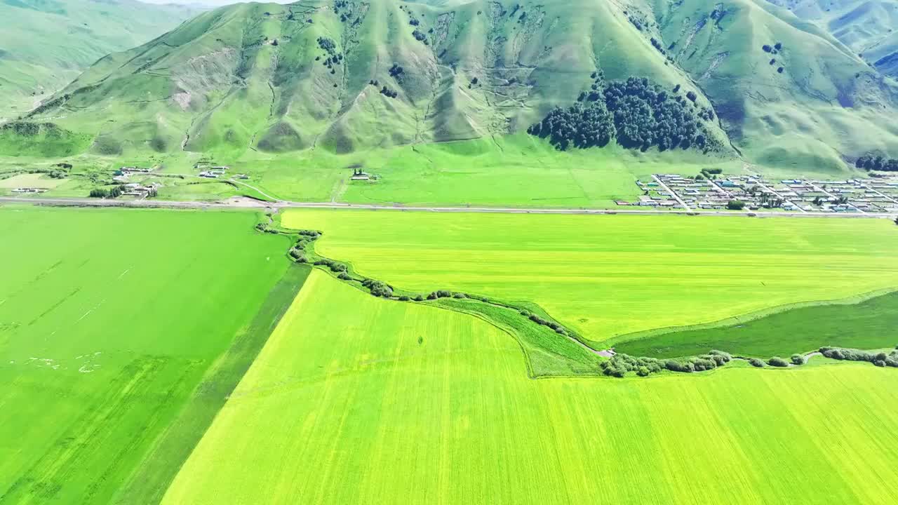 航拍唐布拉草原百里画廊视频素材