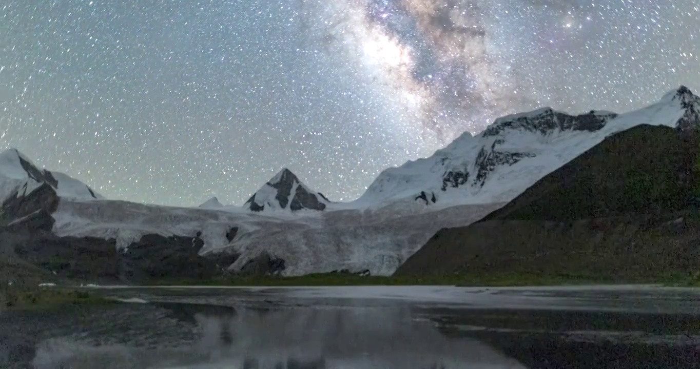 西藏那曲：夏季萨普冰川的星空延时视频视频素材