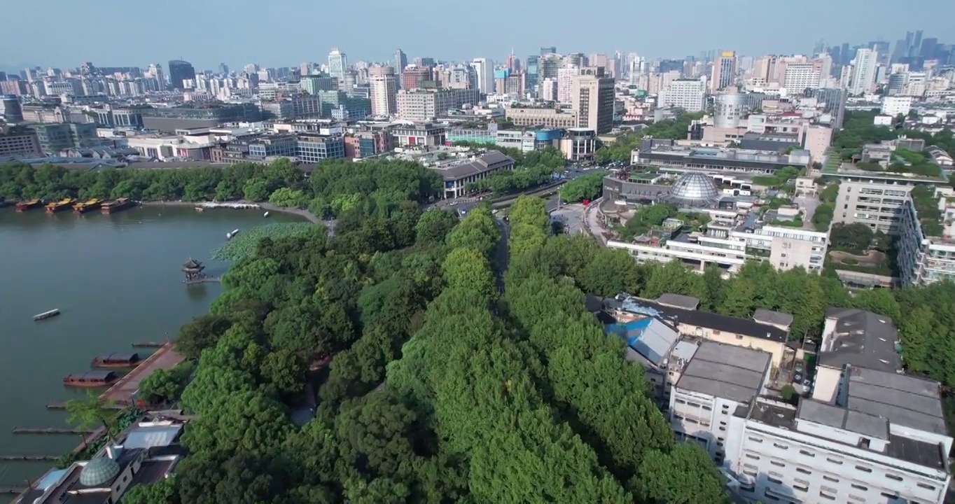 杭州西湖区城市建筑航拍视频素材