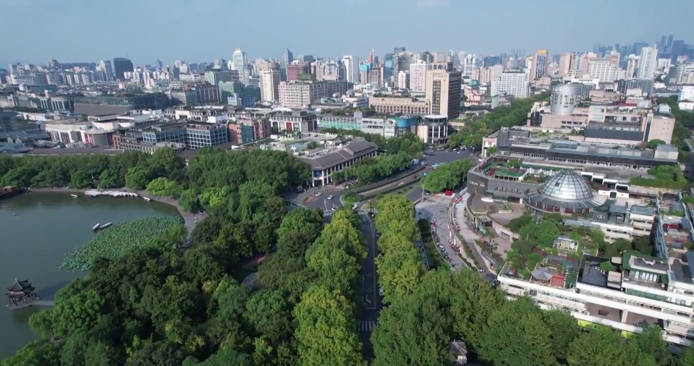 杭州西湖区城市建筑航拍视频素材