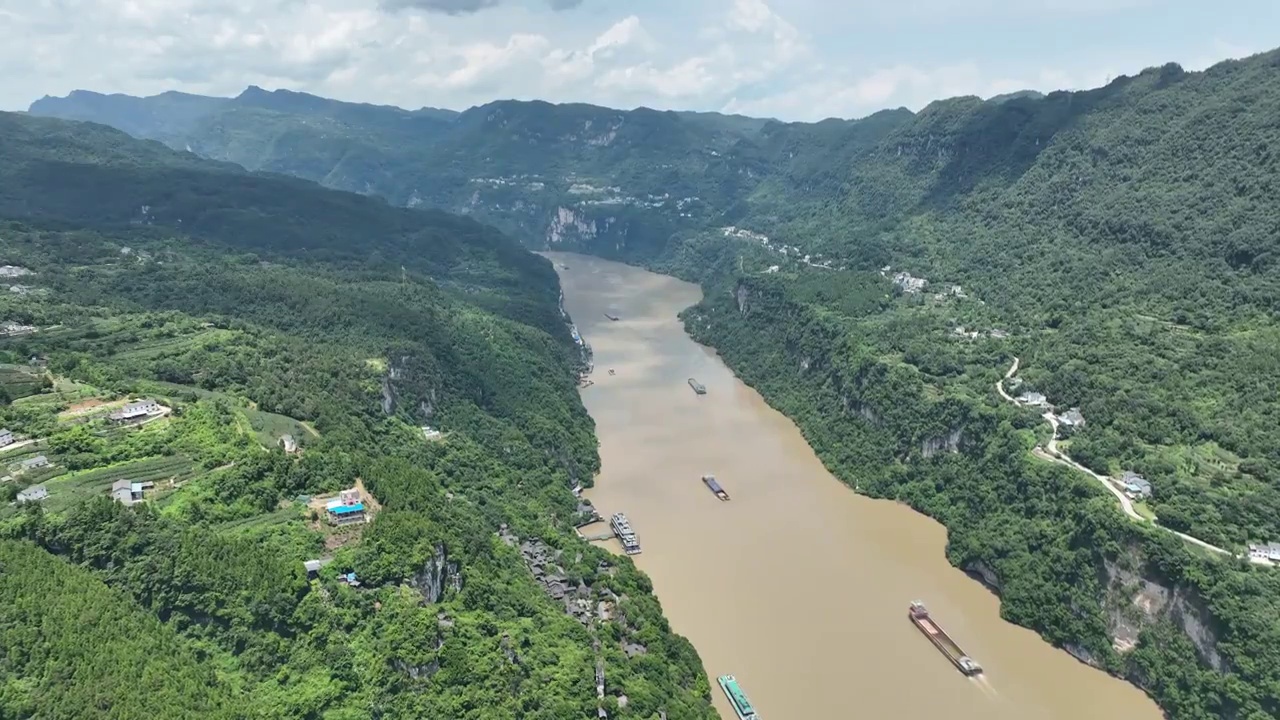 航拍湖北宜昌长江西陵峡视频素材