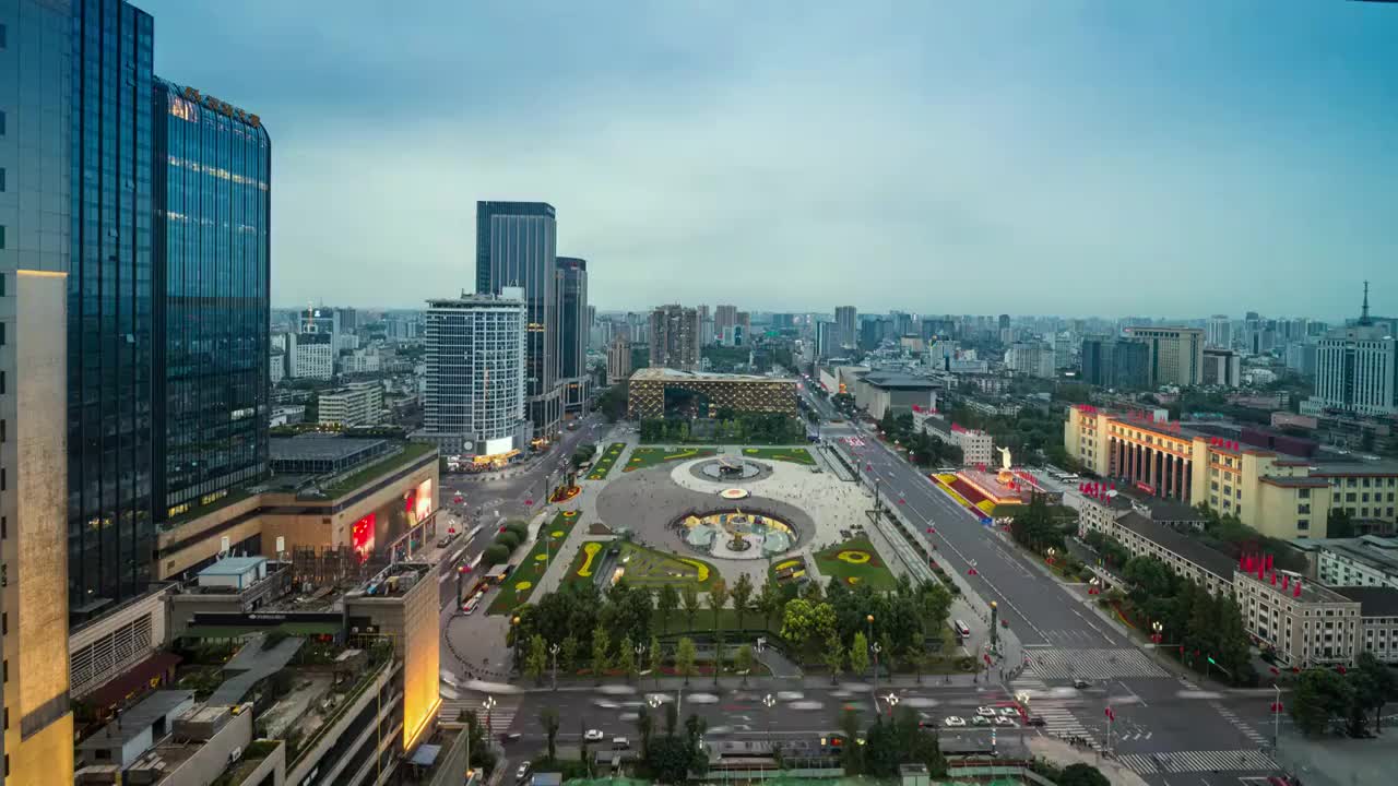 成都天府广场夜景延时视频素材