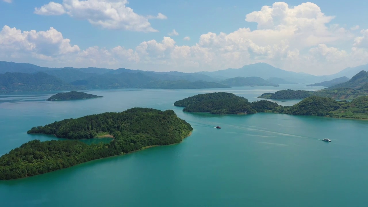 航拍湖南郴州市资兴市东江湖景区视频素材