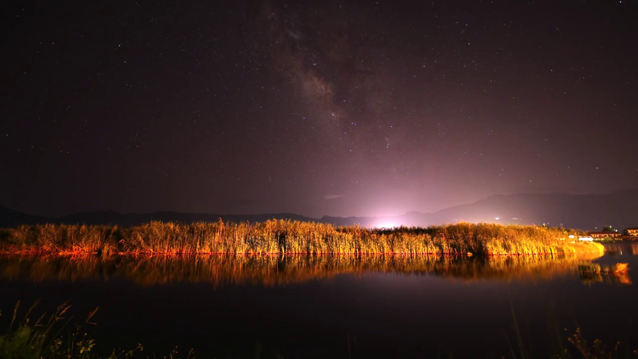 泸沽湖乡村星空延时视频素材