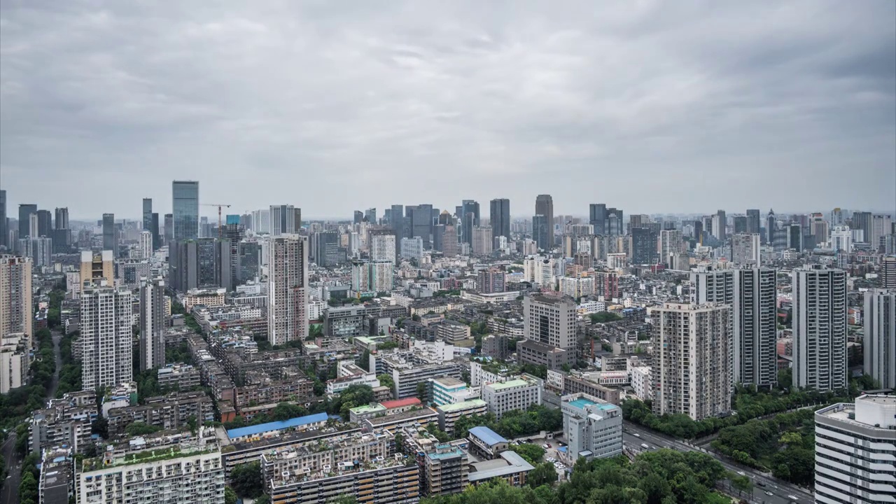 8K60P成都商业核心区建筑城市风光延时摄影视频素材