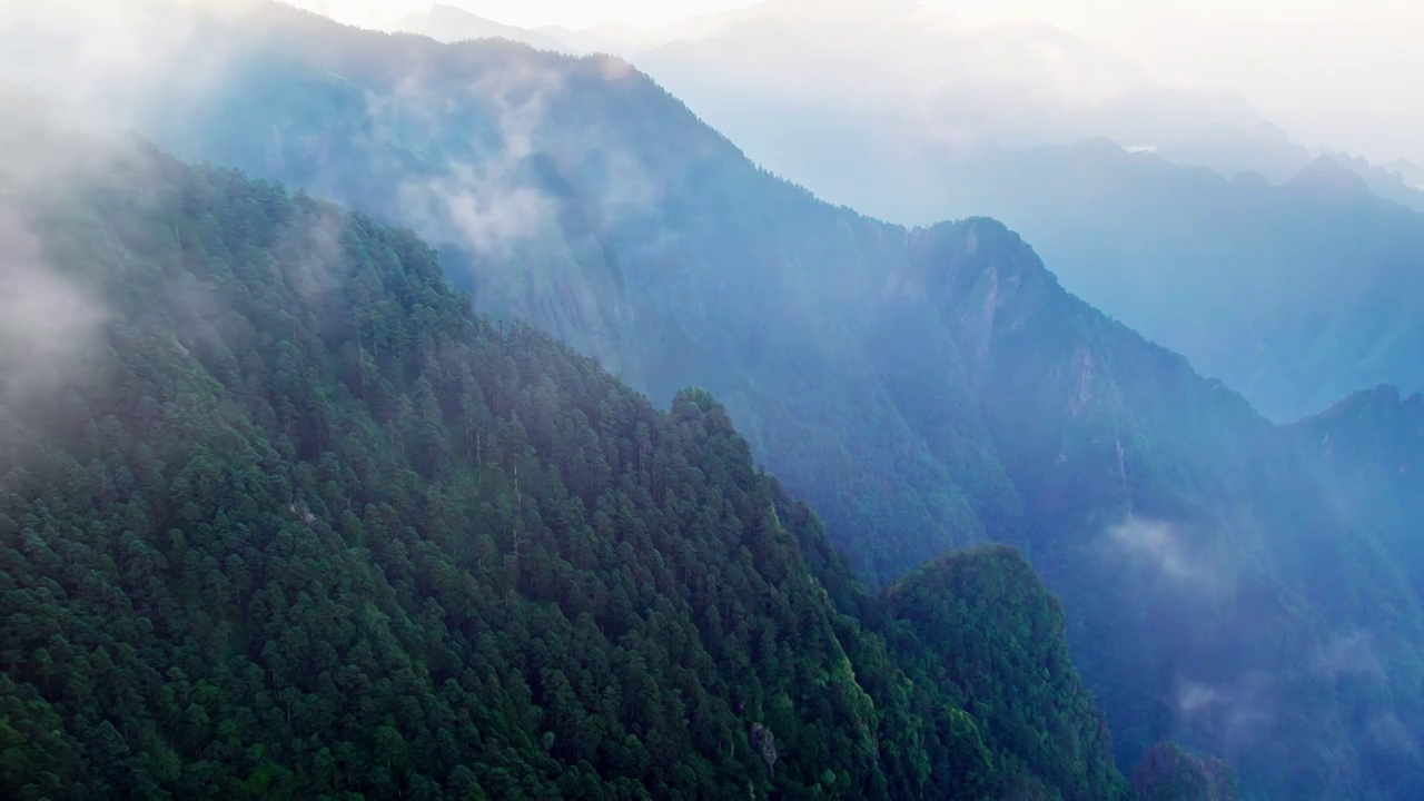 湖北神农架大峡谷云雾航拍视频素材