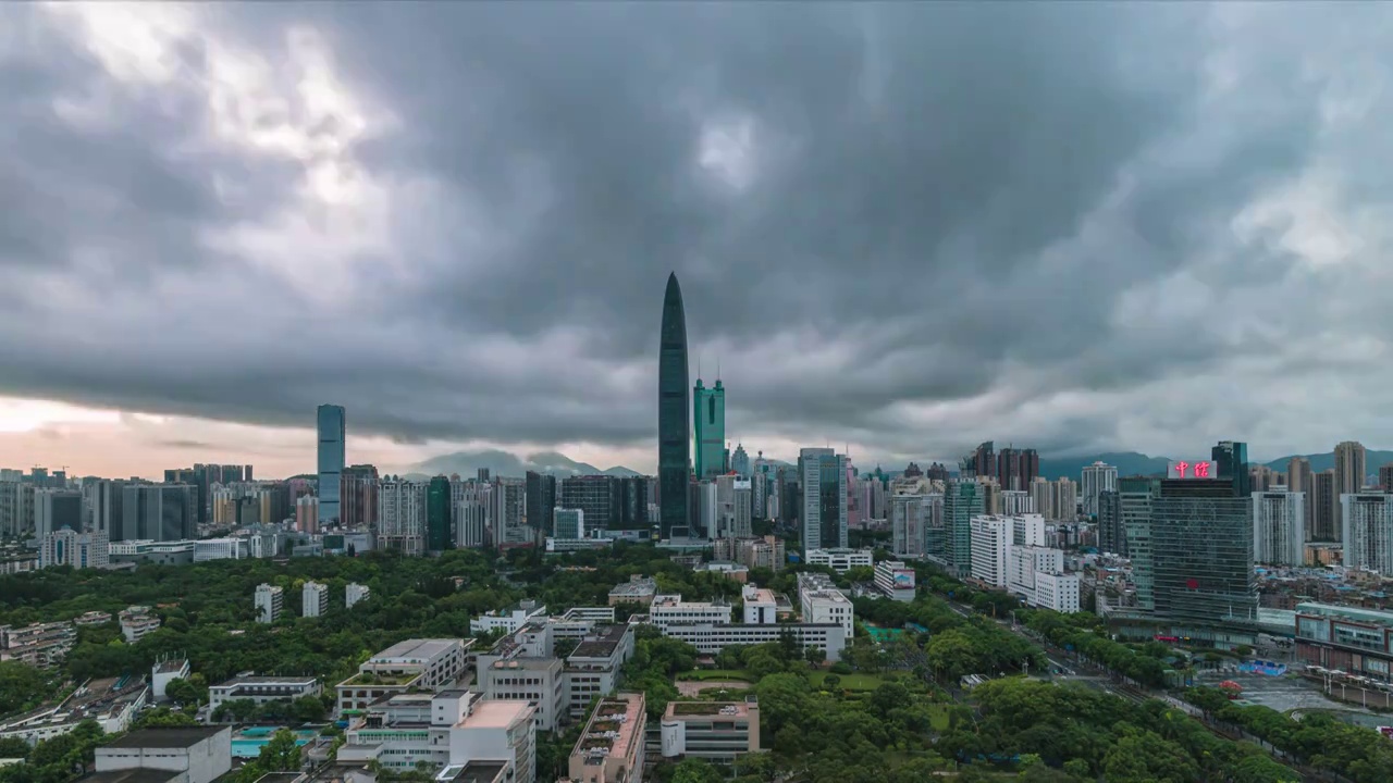 深圳日出城市风光延时摄影朝霞火烧云耶稣光宣传片台风风暴视频下载