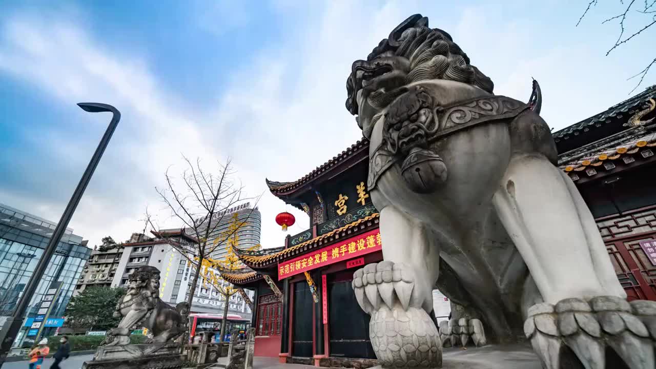 成都青羊宫景区大门延时素材视频素材