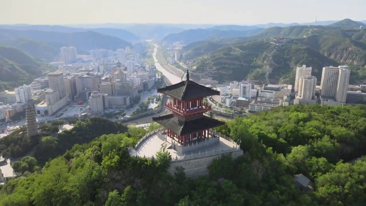 陕西延安宝塔山航拍视频素材