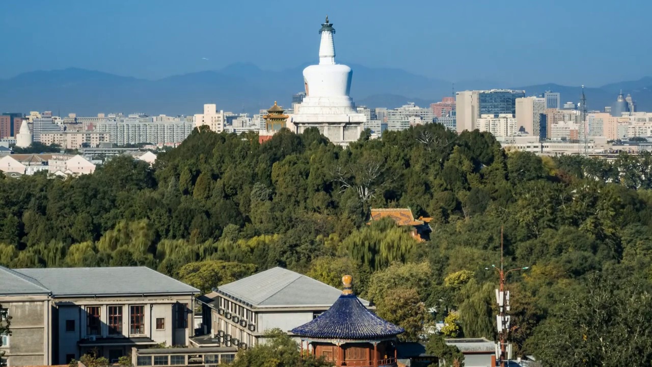 北京海淀区白塔寺城市风光延时视频素材