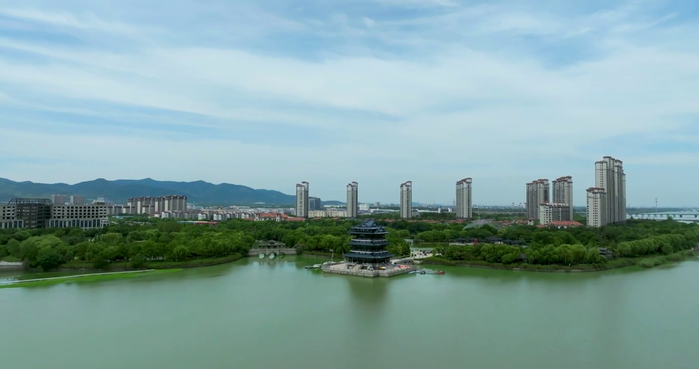 江苏省宜兴市团氿风景区航拍画面视频素材