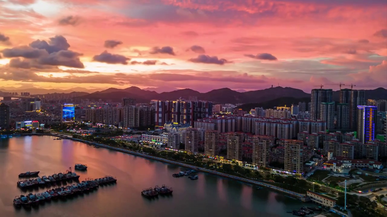 汕尾城市夜景天空延时视频素材