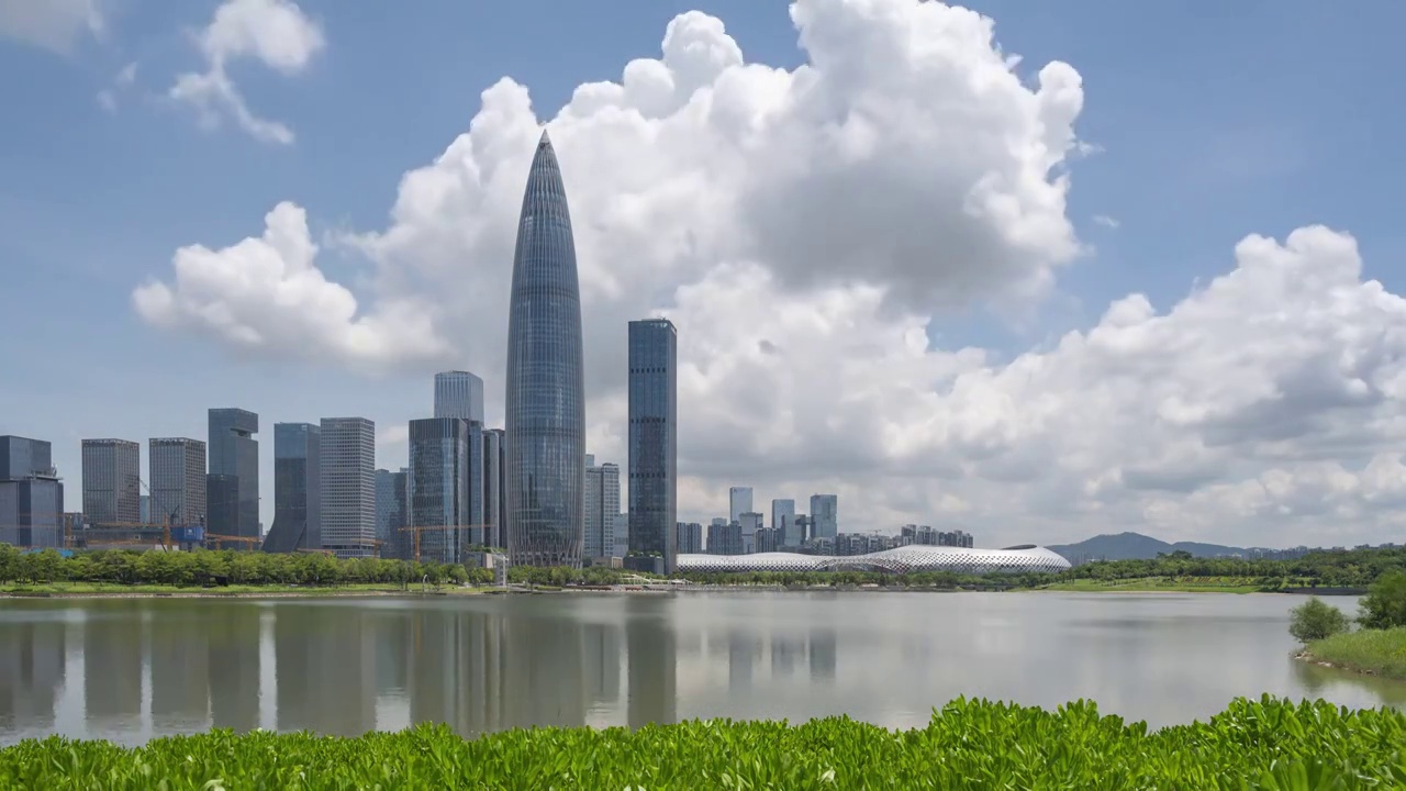 中国深圳市深圳城市风光深圳湾白天风景视频下载