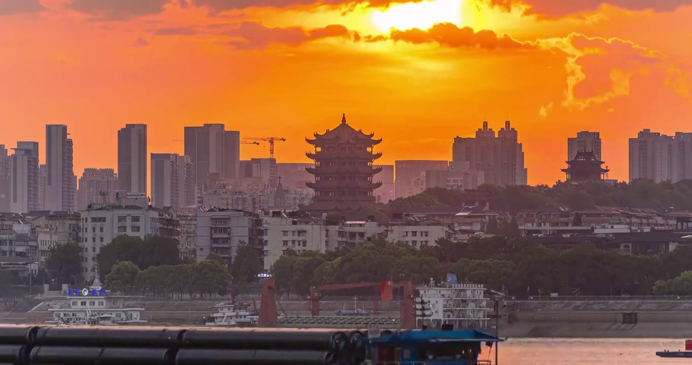 黄鹤楼日出视频素材