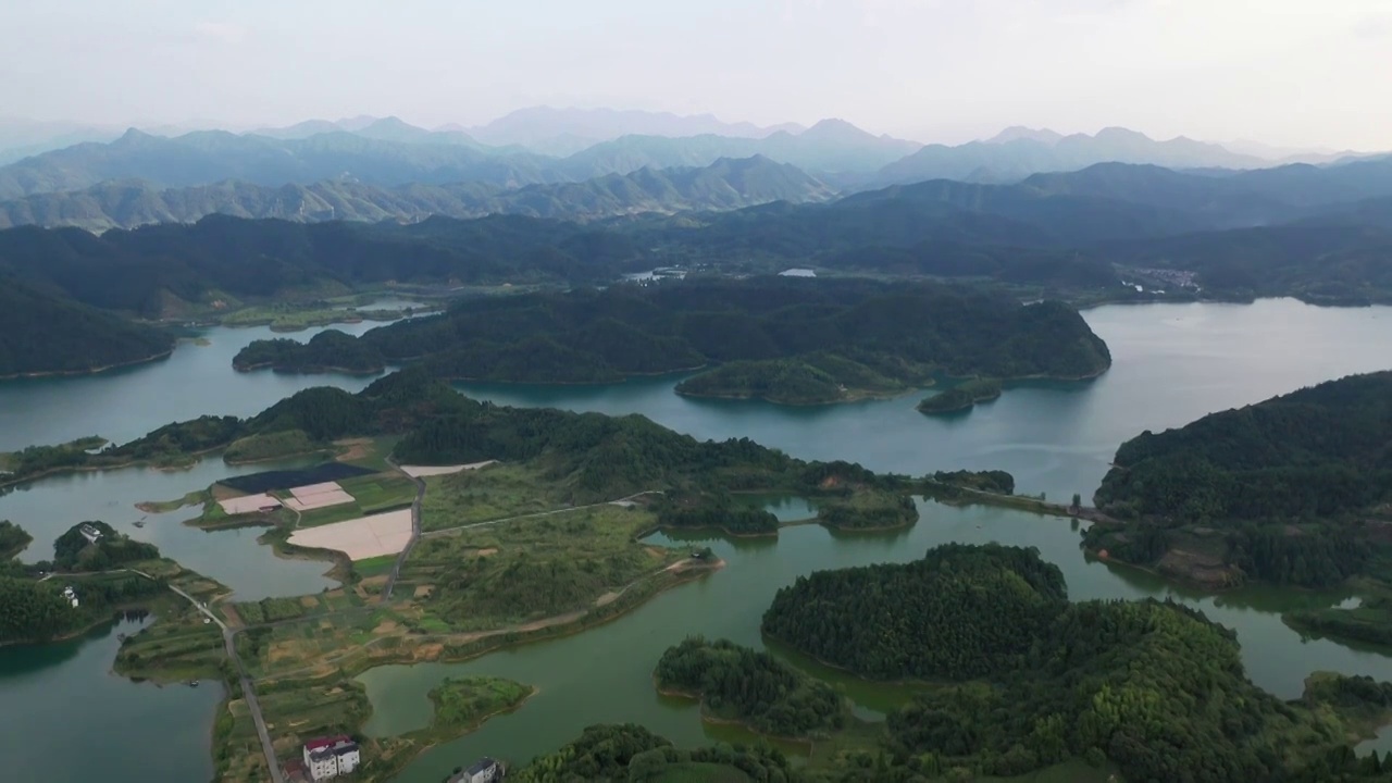 杭州千岛湖遂安第一村航拍视频素材