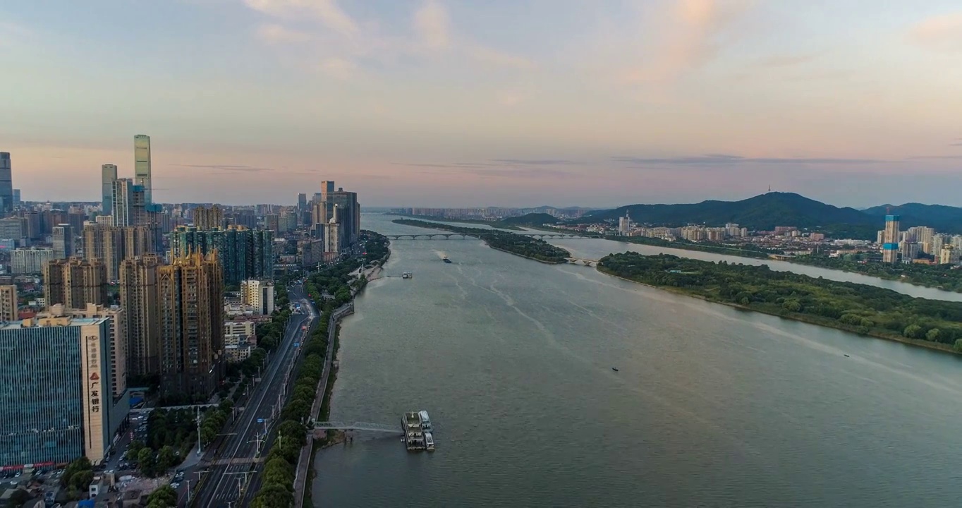 湖南省长沙市湘江中路航拍视频素材