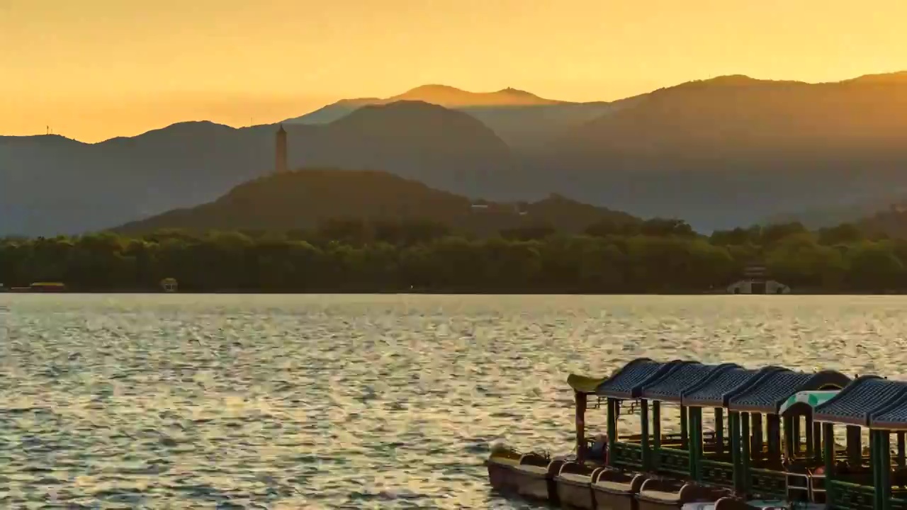 夏天傍晚北京颐和园夕阳延时视频素材