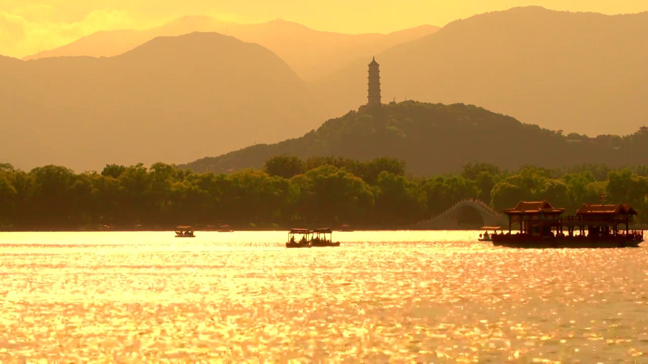 夏天傍晚北京颐和园夕阳视频素材