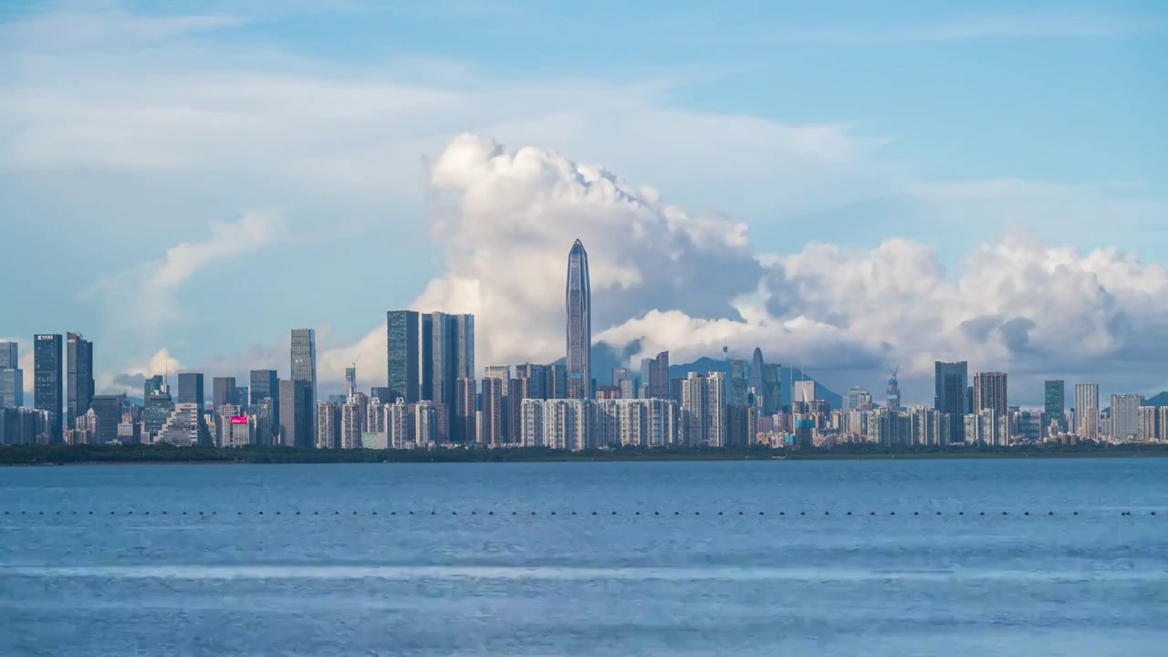 中国深圳市深圳城市风光深圳湾白天风景视频素材