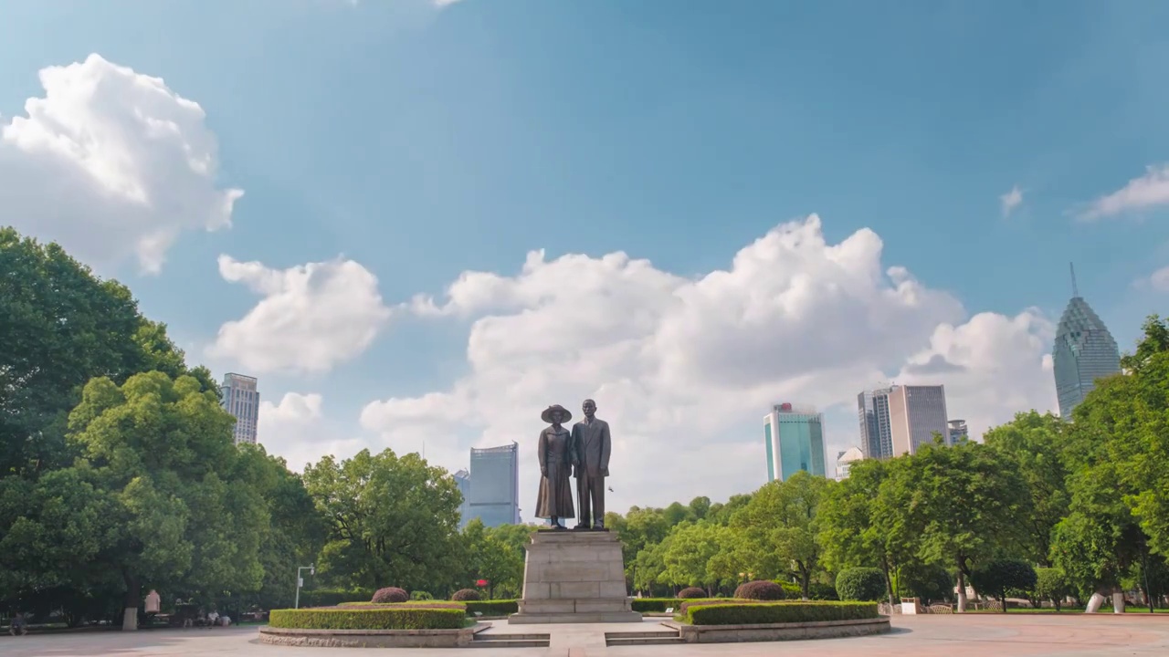 武汉夏日城市天际线航拍风光视频素材