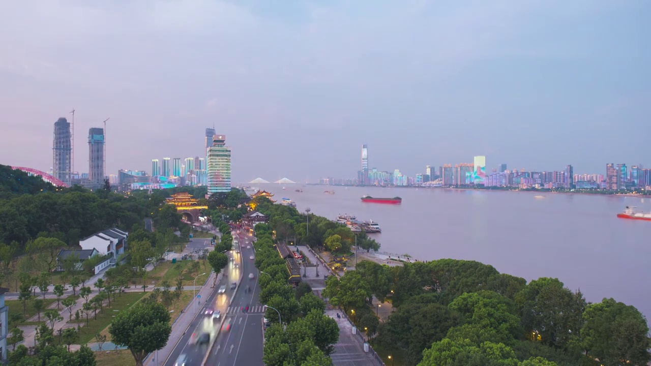 武汉夏日城市天际线夜景风光视频素材