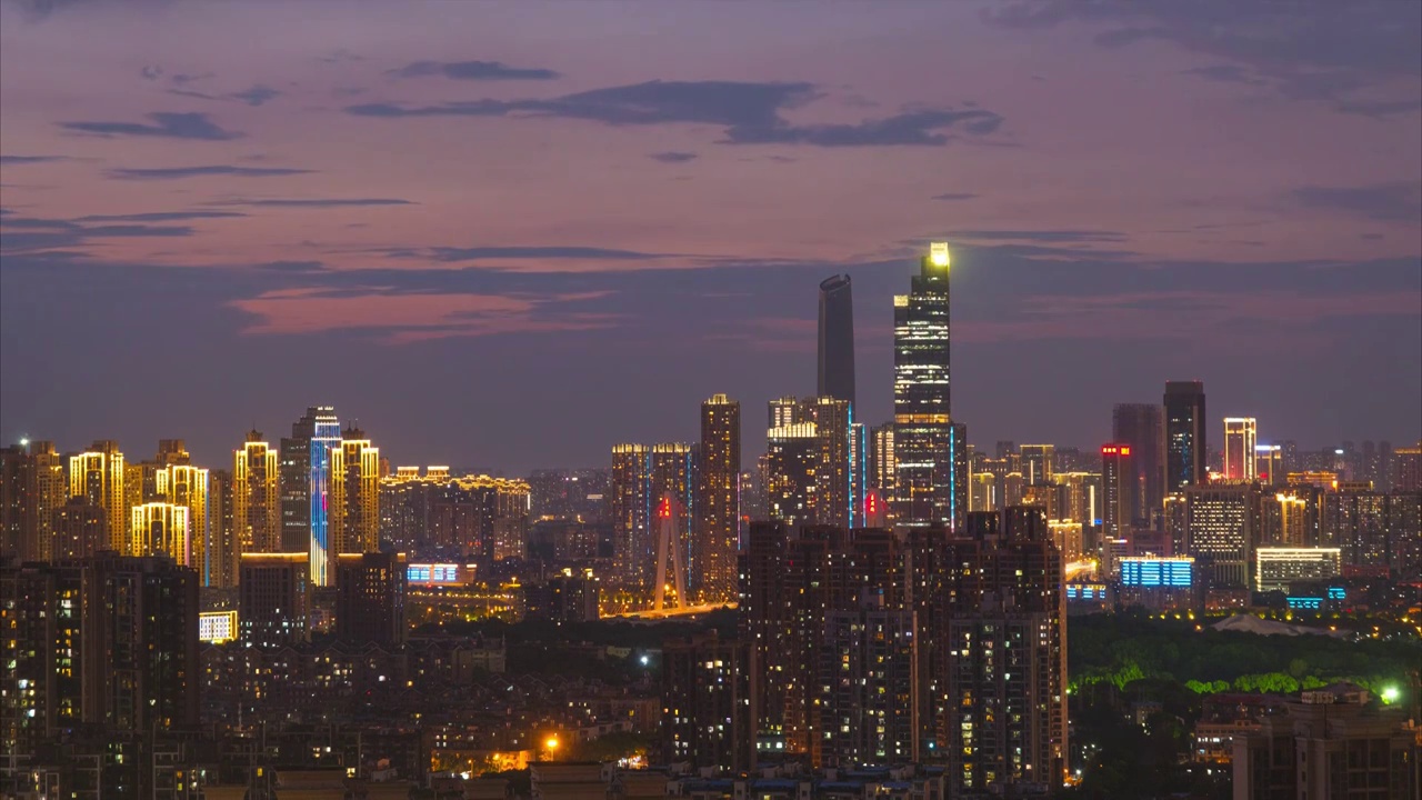 武汉夏日城市天际线夜景风光视频素材