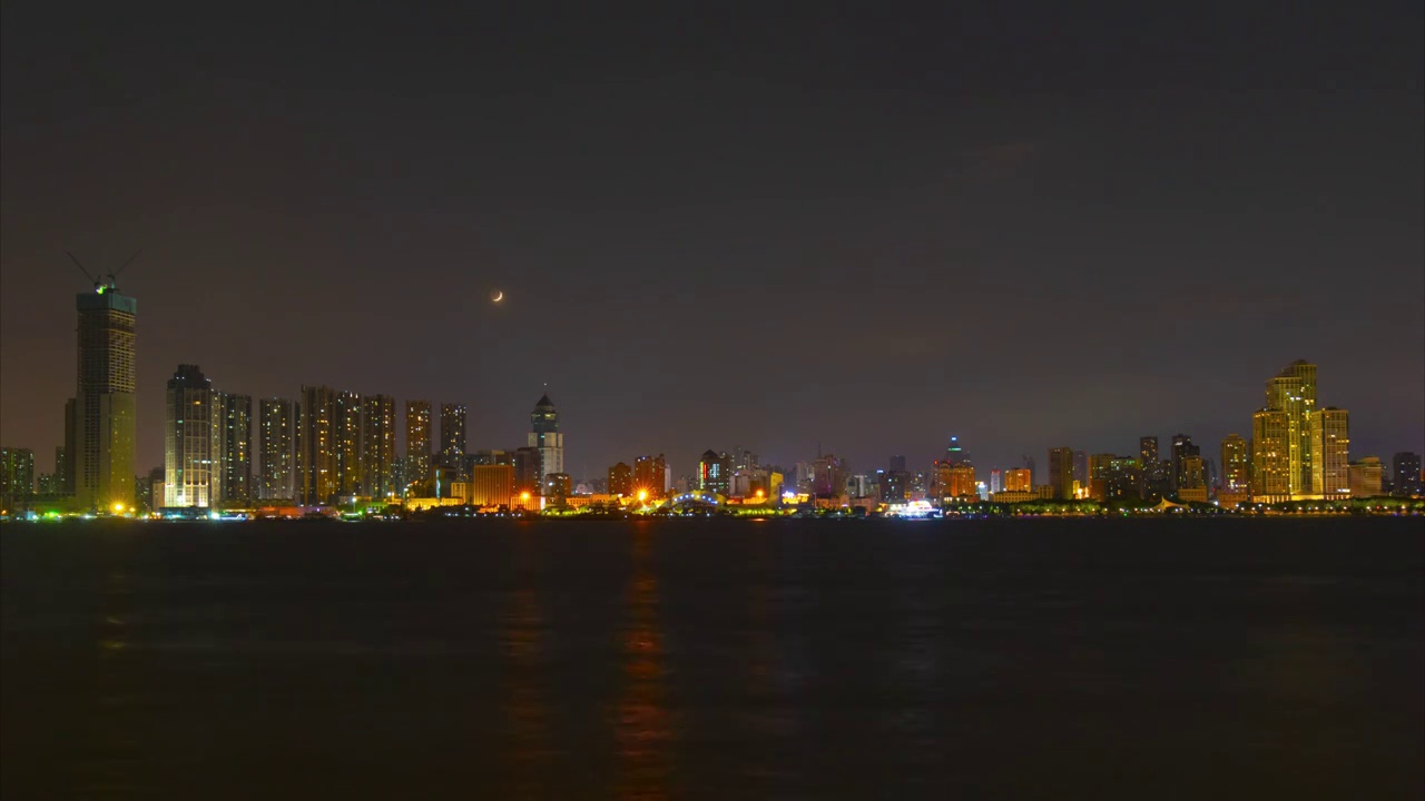 武汉夏日城市天际线夜景风光视频素材