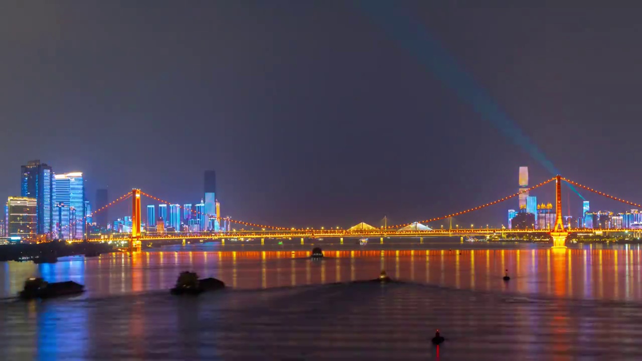 武汉夏日城市天际线夜景风光视频素材