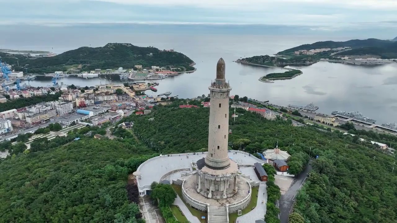 大连旅顺白玉山航拍视频素材