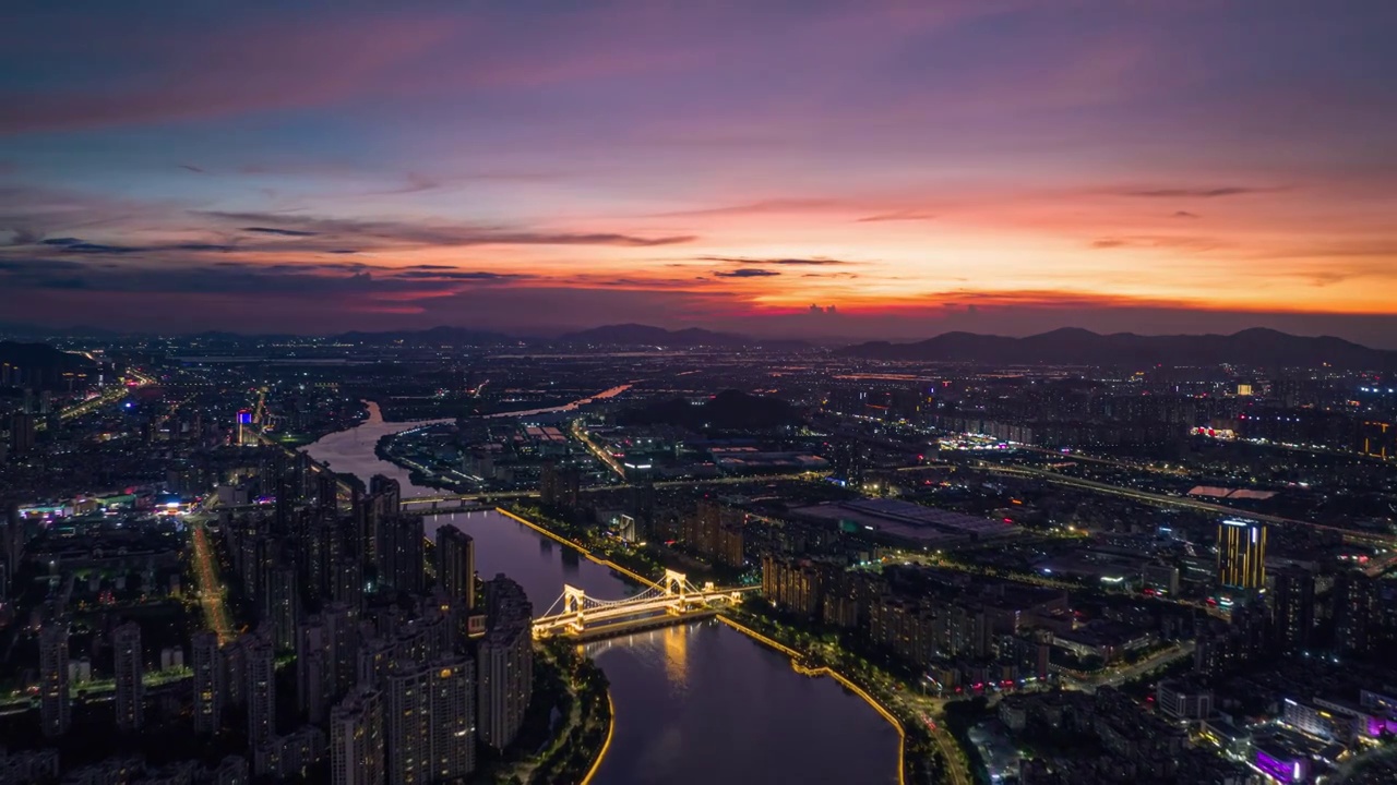 航拍珠海前山河南屏二桥城市夜景视频素材