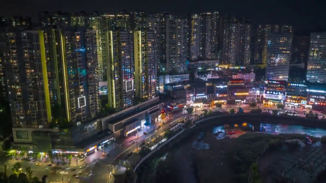 延时航拍贵阳市未来方舟核心区的夜景视频素材